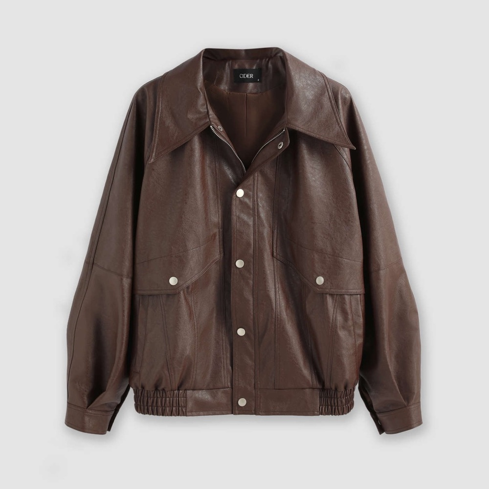 Brown Faux Leather Jacket